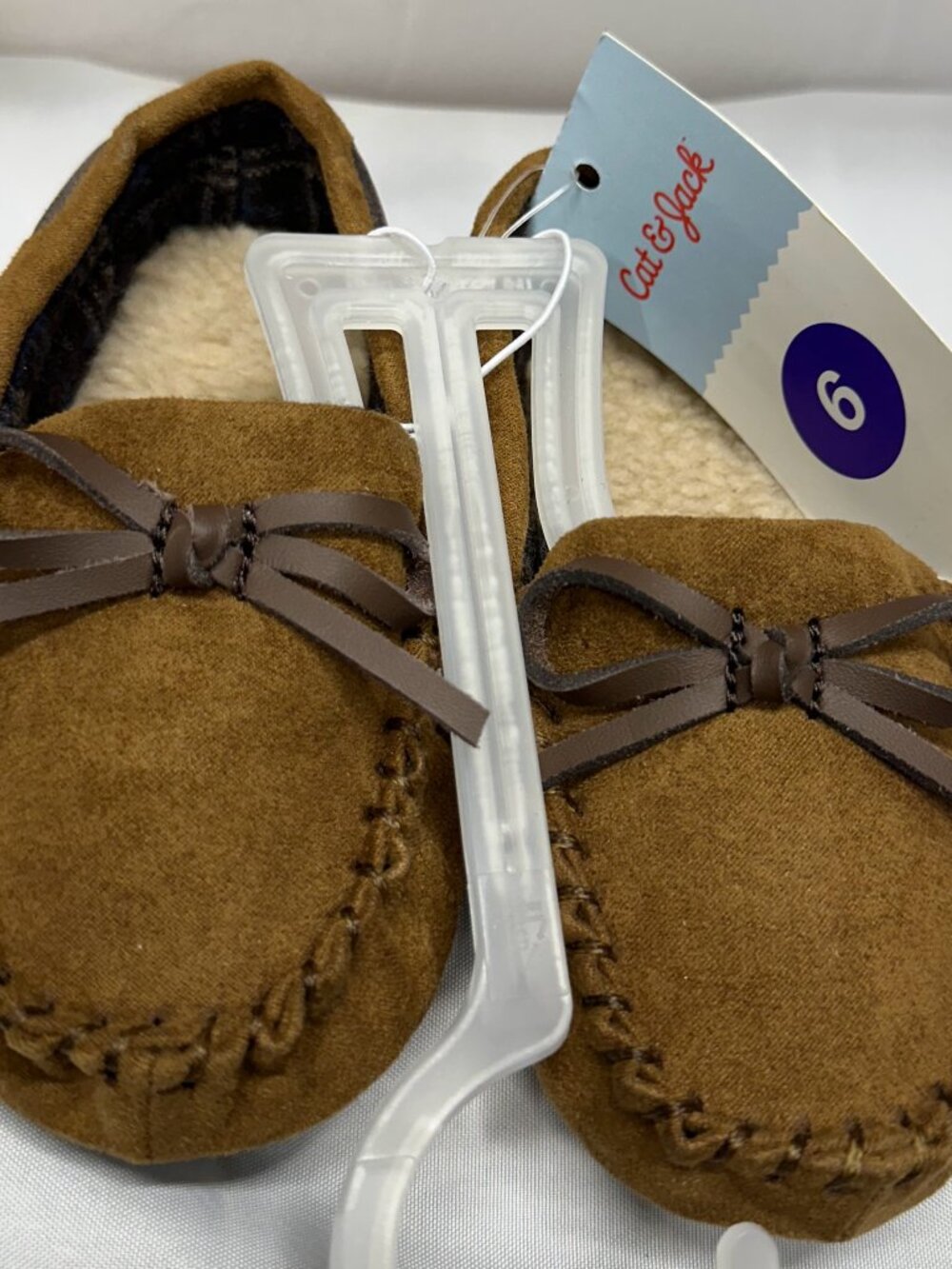 Cat & Jack Toddler Unisex Size 6 Brown Suede Moccasin Slippers NWT